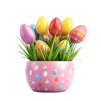 Spring Easter Floral Pot Transparent Background png