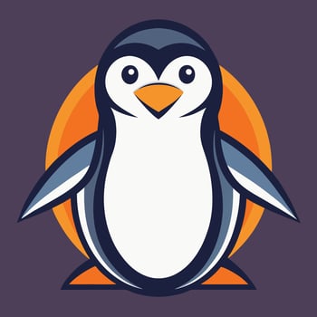 Modern Flat Style Illustration of an Adorable Penguin vector