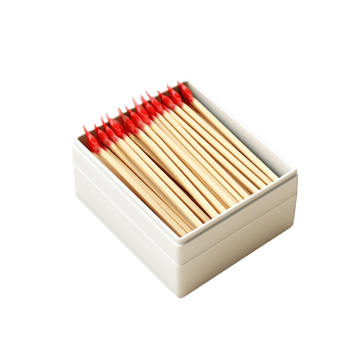 Box of red-tipped wooden matches arranged neatly png