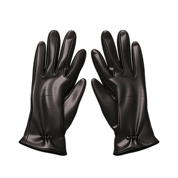 Pair of black leather gloves featuring a sleek, stylish design png