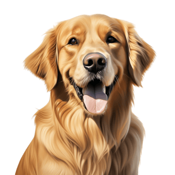 Happy golden retriever dog with a shiny coat and a friendly expression looking forward png