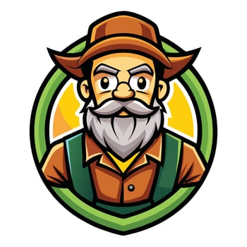 Nostalgic Cartoon Illustration of an Elderly Farmer with Vintage Charm vector