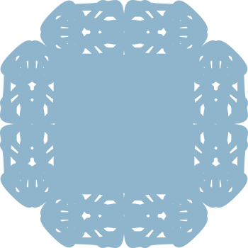Light blue ornate square design. Symmetrical pattern. Intricate details. Decorative art. Central empty space. Suitable for logos, icons, symbols, frames, borders, backgrounds, patterns, templates. png