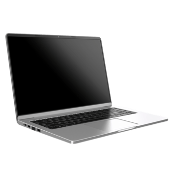 Sleek silver laptop with a large screen and a modern keyboard png
