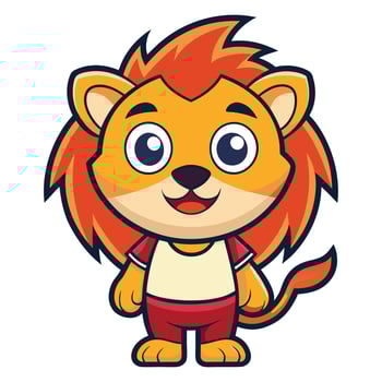 Adorable Little Lion Mascot Cartoon Character with Logo Illustration vector