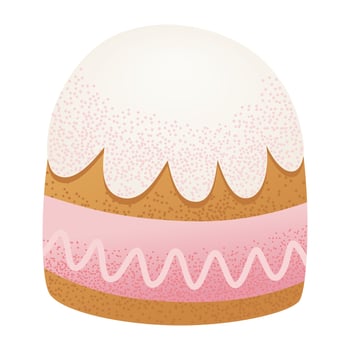Classic Easter loaf with frosting and candy sprinkles. Festive baked dessert for greeting card, poster, packaging, and holiday template. vector
