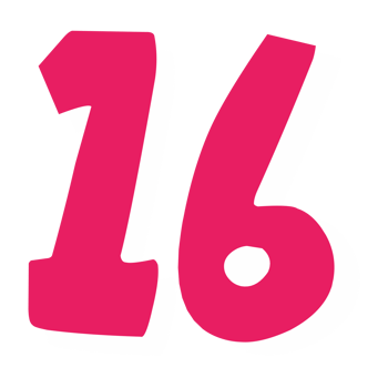 sixteen pink number png