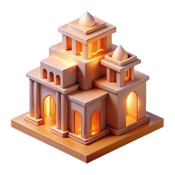 dramatic traditional Abstract Building Form Warm Lighting Isolated exclusive png