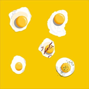 Fried egg on yellow background vector
