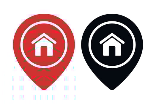House Location Pin Red And Black vector