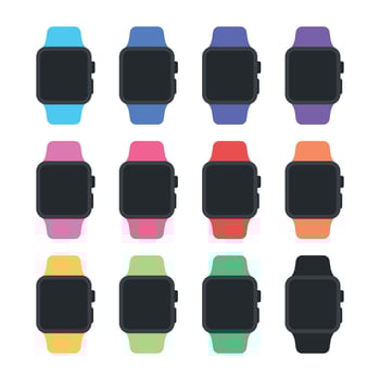 Smart Watches Multiple Colour Bands Set vector