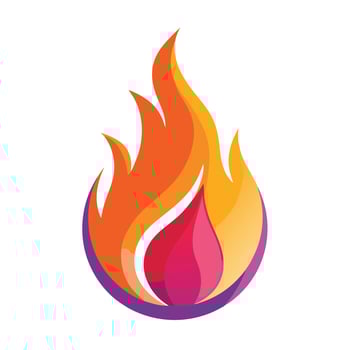 Modern Flame Icon with Vibrant Colors and Isolated Background vector