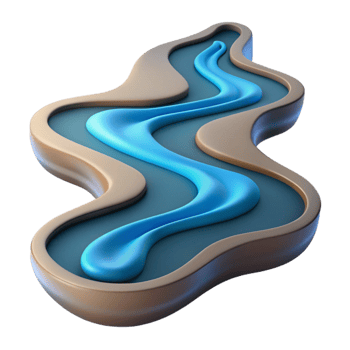 elegant rustic Abstract Time Flowing River Cutout Transparent Background premium png