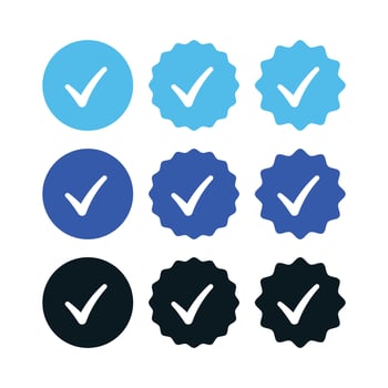 Blue Check Mark Stamps Set vector