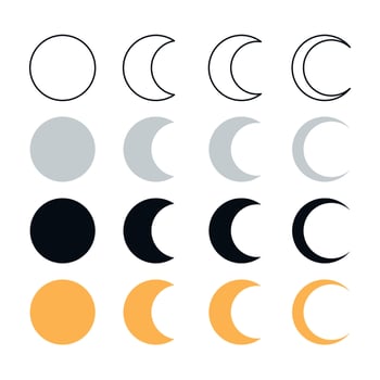 Moons Set Multiple Colours vector