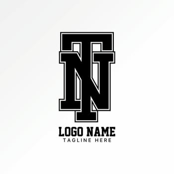 initial TN or NT sport font connect line athletic monogram typography branding vector