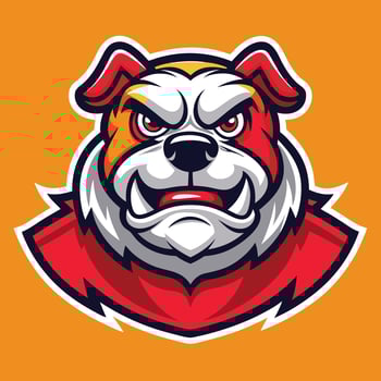 Muscular Bulldog Mascot Character with Fierce Expression in Cartoon Style vector