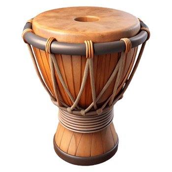 wonderful classic African Djembe Drum with Rope Tuning Transparent Background premium png