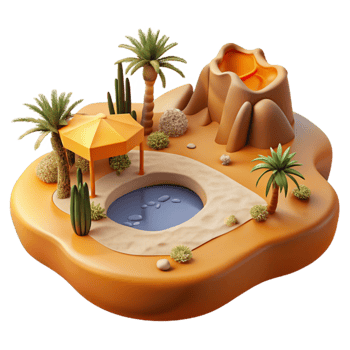 wonderful modern Alternate Reality Landscape Desert Oasis Orange Cutout authentic png