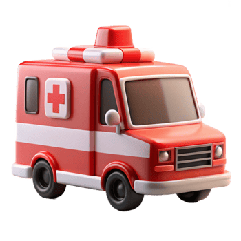 extraordinary rustic Ambulance Front View Red White Isolated Element premium png
