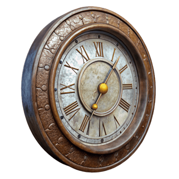 magnificent contemporary Antique Clock Face Side View Cutout Transparent Background 4K png