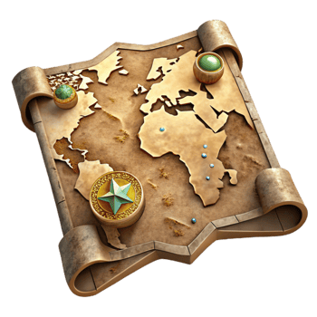 vibrant rustic Antique Map Detailed Illustration Cutout 4K png