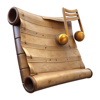 extraordinary artistic Antique Music Sheet Transparent Background with Musical Notes 4K png