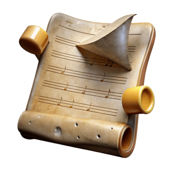 dramatic classic Antique Music Sheet Transparent Background with Musical Notes original png