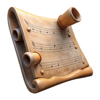 vibrant minimalist Antique Music Sheet Transparent Background with Musical Notes premium png