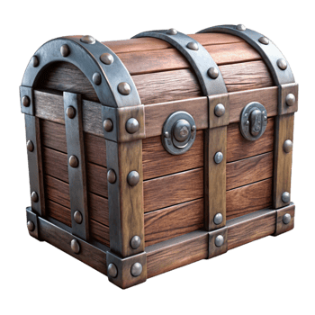 impressive contemporary Antique Wooden Chest Cutout with Metal Hinges 4K png