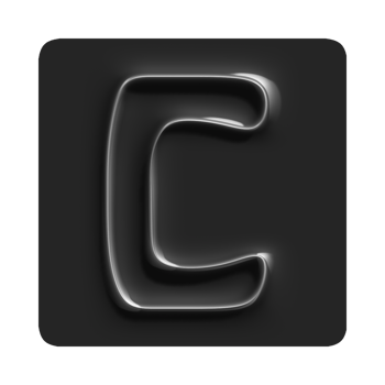 A black and white 3d letter c png