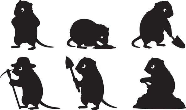 Black Mole silhouettes vector