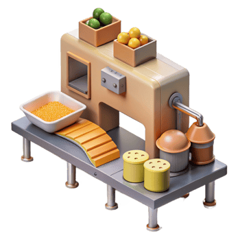 serene modern Artificial Food Production Line Cutout Efficient System detailed png