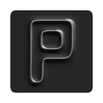 A black and white logo with the letter p png
