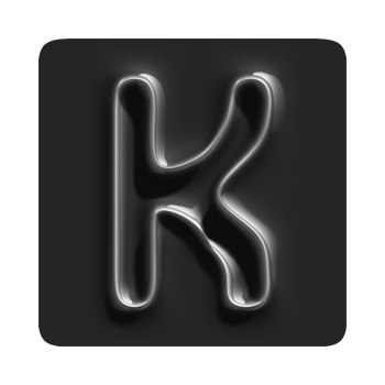 A black and white image of a letter k png
