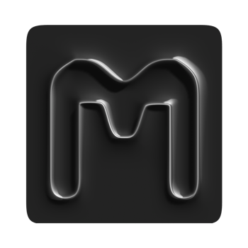 A black and white logo with the letter m png
