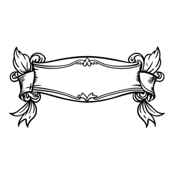 Vintage ornate banner with scroll design, blank space for text or label decoration vector