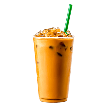 Refreshing Iced Coffee Drink with Straw and Ice in Clear Cup png