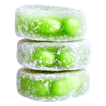 Green Frozen Candy Squares with Sugar Coating and Fruit Inside png