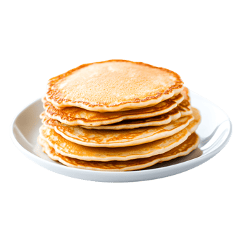 Stack of Delicious Golden Pancakes on White Plate for Breakfast Enjoyment png