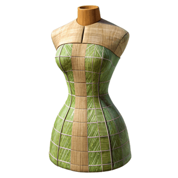 wonderful minimalist Bamboo Fiber Dress Form Side View Isolated premium png