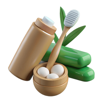 vibrant abstract Bamboo Toothbrush and Toothpaste Tablets Isolated original png
