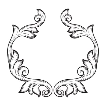 Vintage baroque frame scroll ornament engraving border floral retro pattern antique style acanthus vector