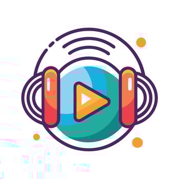 Elegant Play Button Icon with Sound Waves and Isolated Background vector