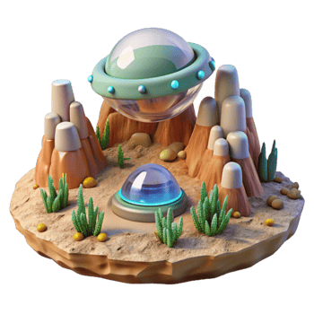 impressive creative Bio Cybernetic Landscape Alien Terrain Transparent Background genuine png