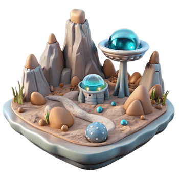 beautiful modern Bio Cybernetic Landscape Alien Terrain Transparent Background premium png