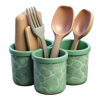 elegant traditional Biodegradable Cutlery Set with Smooth Finish Isolated premium png