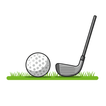 Golf Ball and Iron Club Clipart Illustration png
