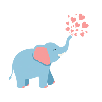 Cute Elephant Blowing Heart Bubbles Clipart png