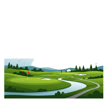 Beautiful Golf Course Landscape Clipart Illustration png